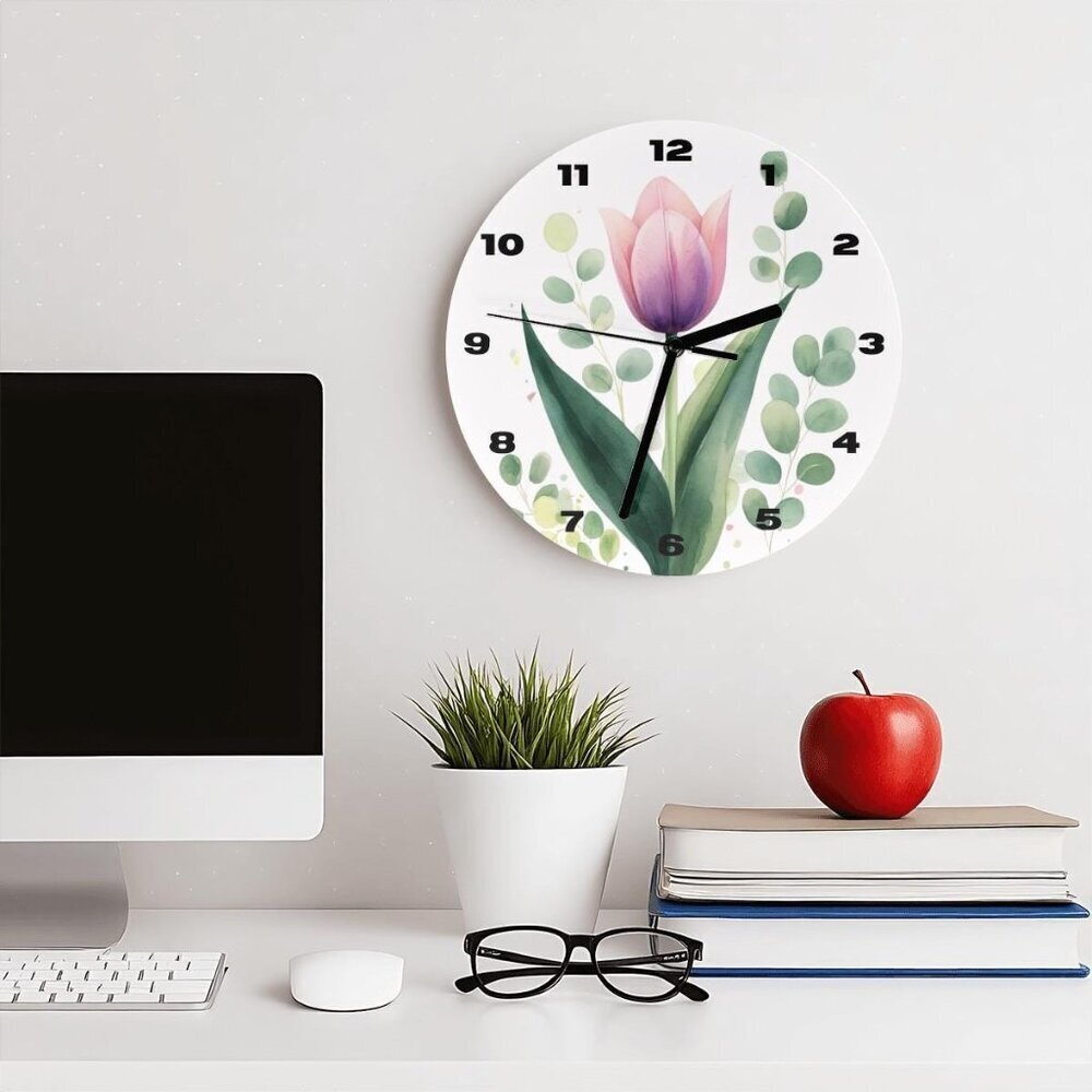 Elegant Tulip-Inspired Floral Wall Clock: Modern Timepiece for Home Decor